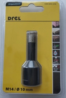 Otwornica z nasypem diamentowym 10 mm, M14, diament lutowany